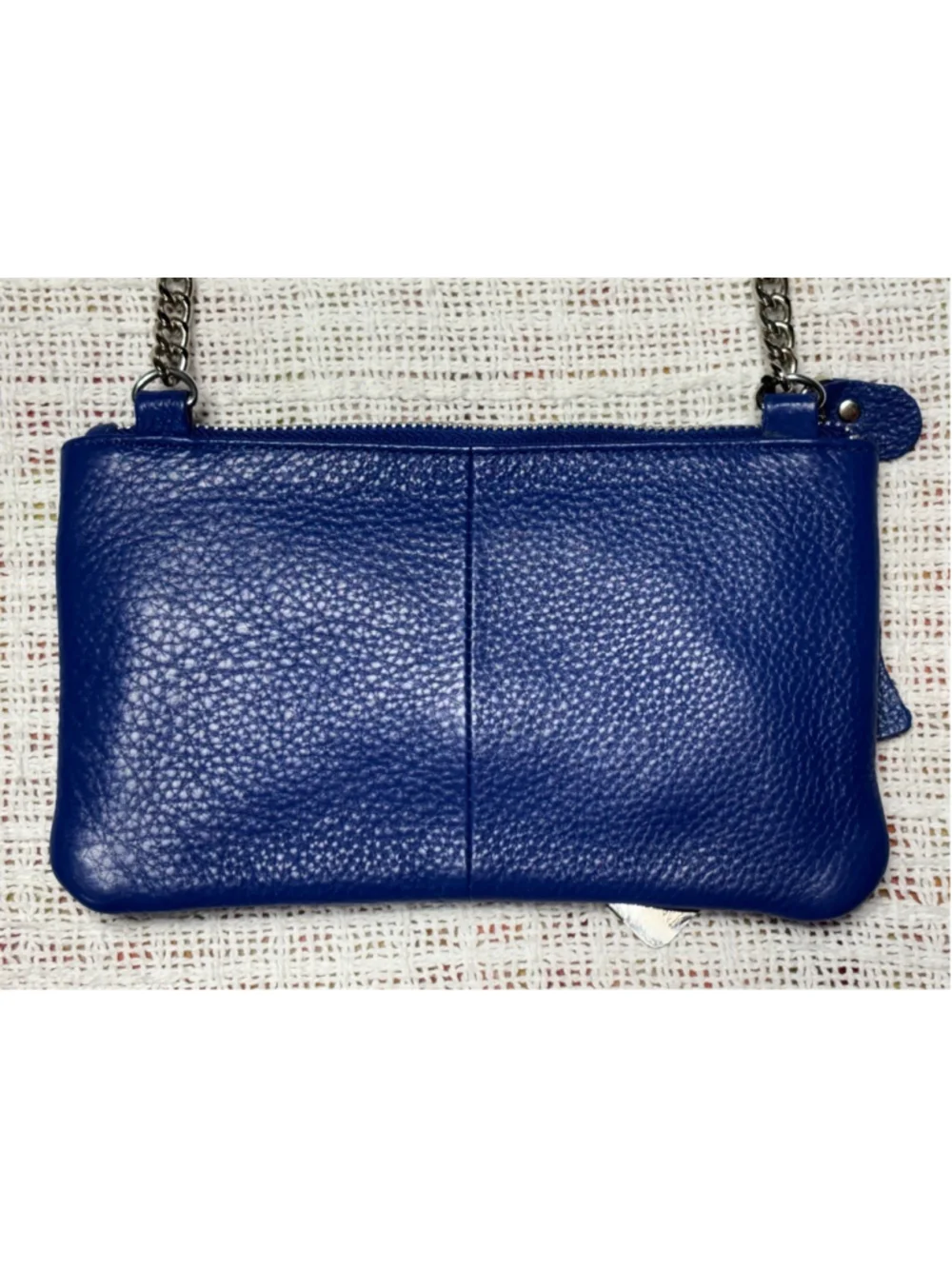 NEWAGE Genuine pebbled Leather Royal Blue Mini Crossbody Bag NWT